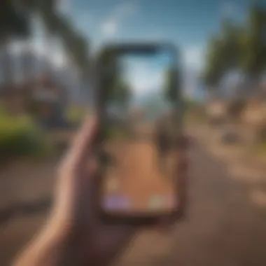 Smartphone displaying Fortnite gameplay