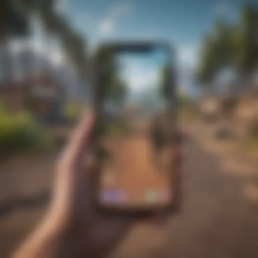 Smartphone displaying Fortnite gameplay