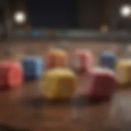 Colorful dice poised for a thrilling game