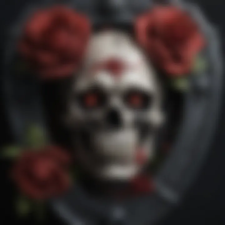 Zombie dating site logo with a skull and roses